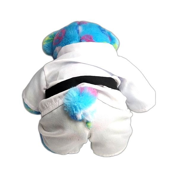 Build A Bear Black Belt Karate Dressed Blue Peace Sign Stuffed Bear 15"X12" - Picture 2 of 3